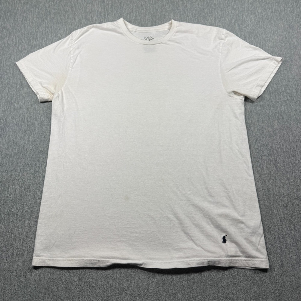Polo Ralph Lauren Shirt Mens L White Classic Fit Pony Logo Crewneck Cotton Tee